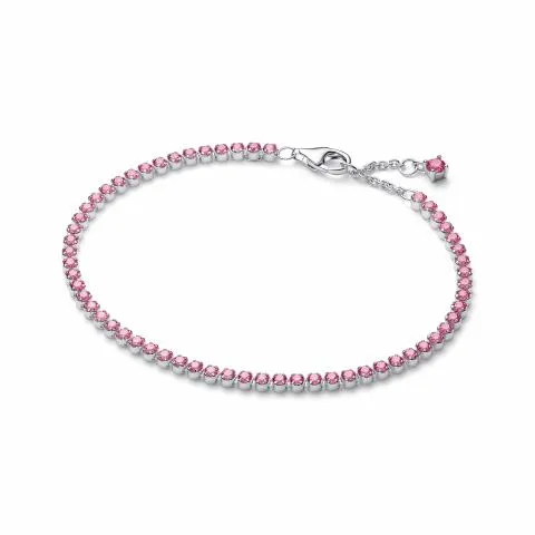 Sterling silver tennis bracelet with fancy pink cu
