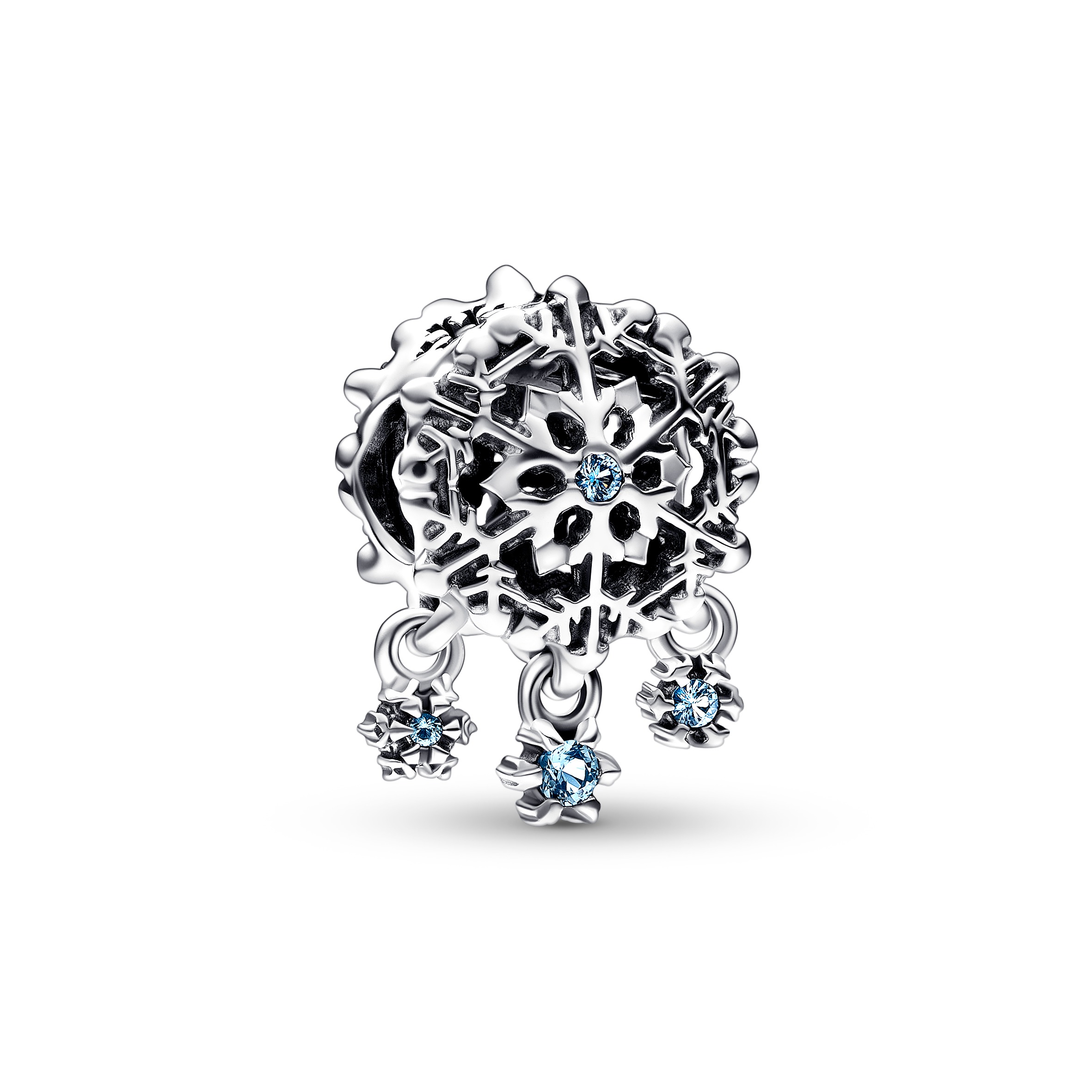 Snowflake sterling silver charm with bleached aqua