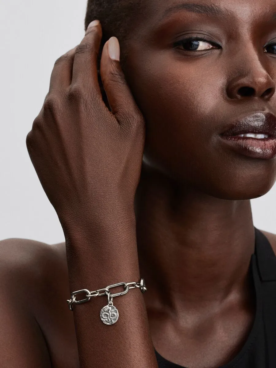 Infinity snake sterling silver medallion with clear cubic zirconia / 793976C01