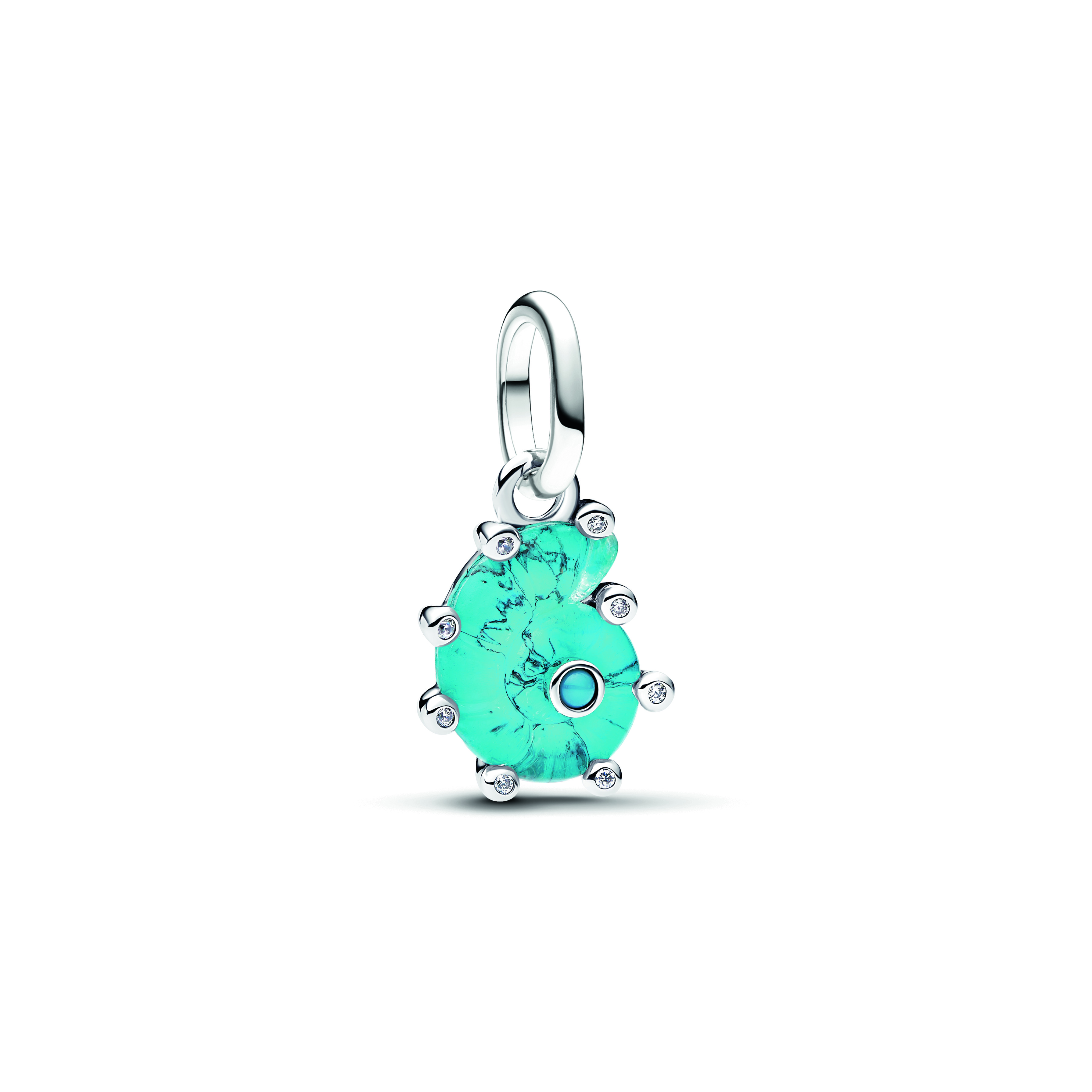 Sea snail sterling silver dangle with capri blue c