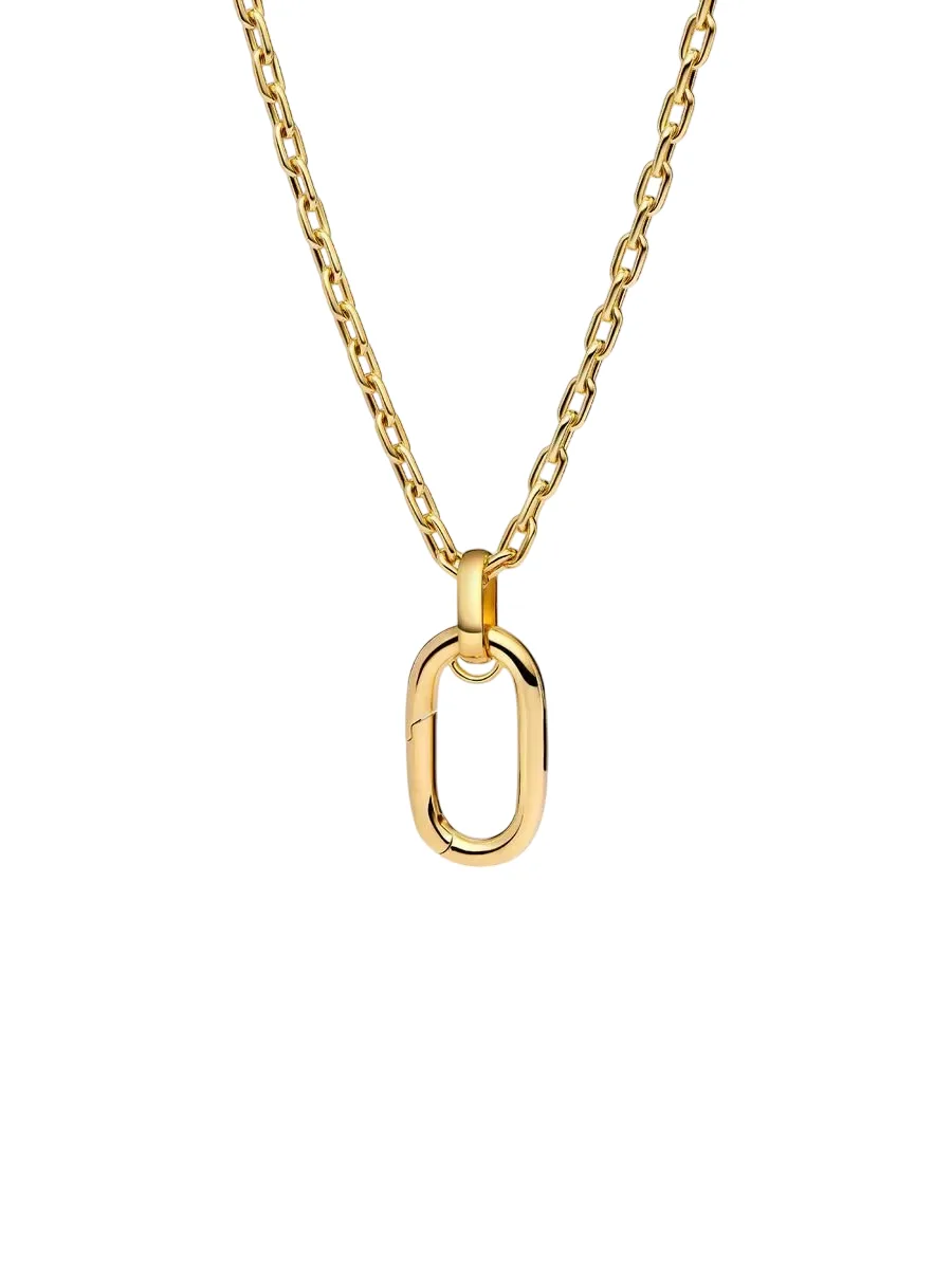 14k gold-plated large openable link pendant neckla
