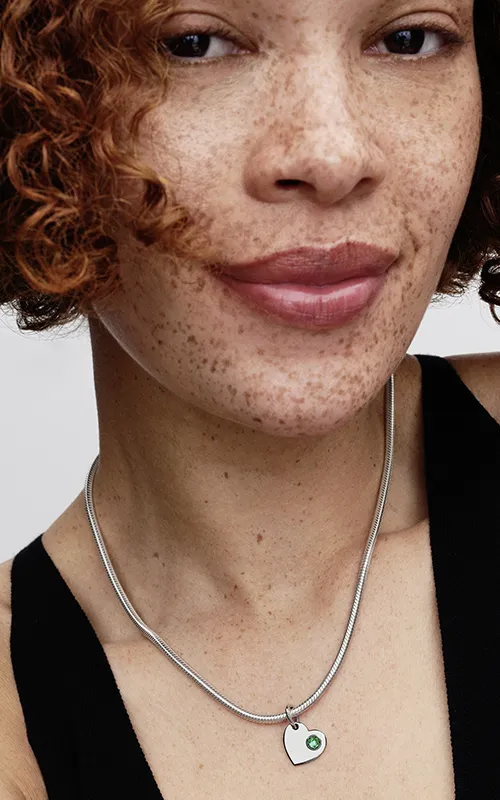 Engravable heart sterling silver dangle with royal