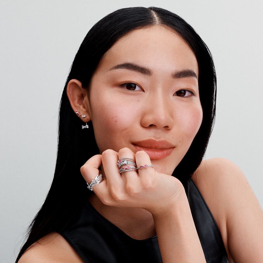 Sterling silver stud earrings with clear cubic zirconia and detachable earring jackets/ 293543C01