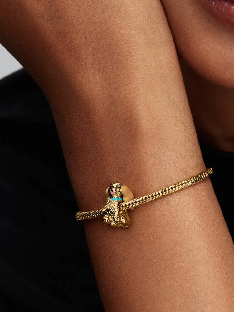 Disney Lady 14k gold-plated charm black, pink, bro