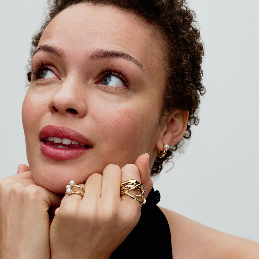 14k Gold-plated hoop earrings with white treated f