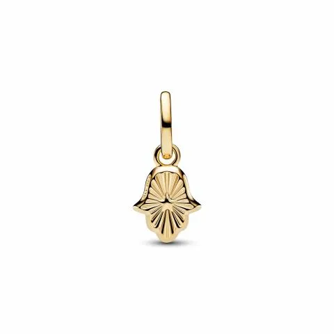 Hamsa hand 14k gold-plated mini dangle with imitation malachite/ 764612C01