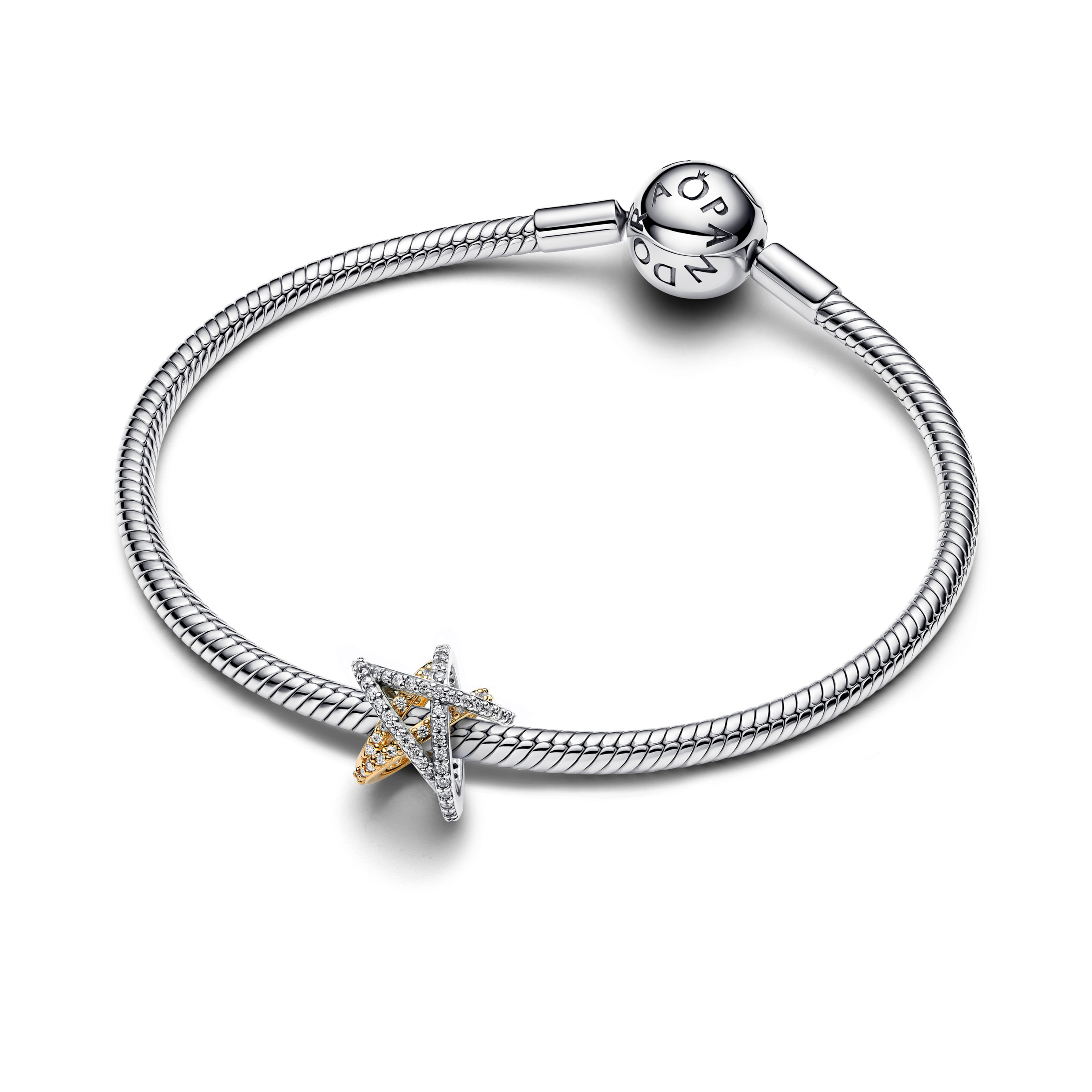 Star sterling silver and 14k gold-plated charm with clear cubic zirconia/ 763590C01