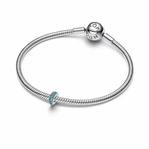 Abstract sterling silver spacer with icy blue crystal/ 791359C01