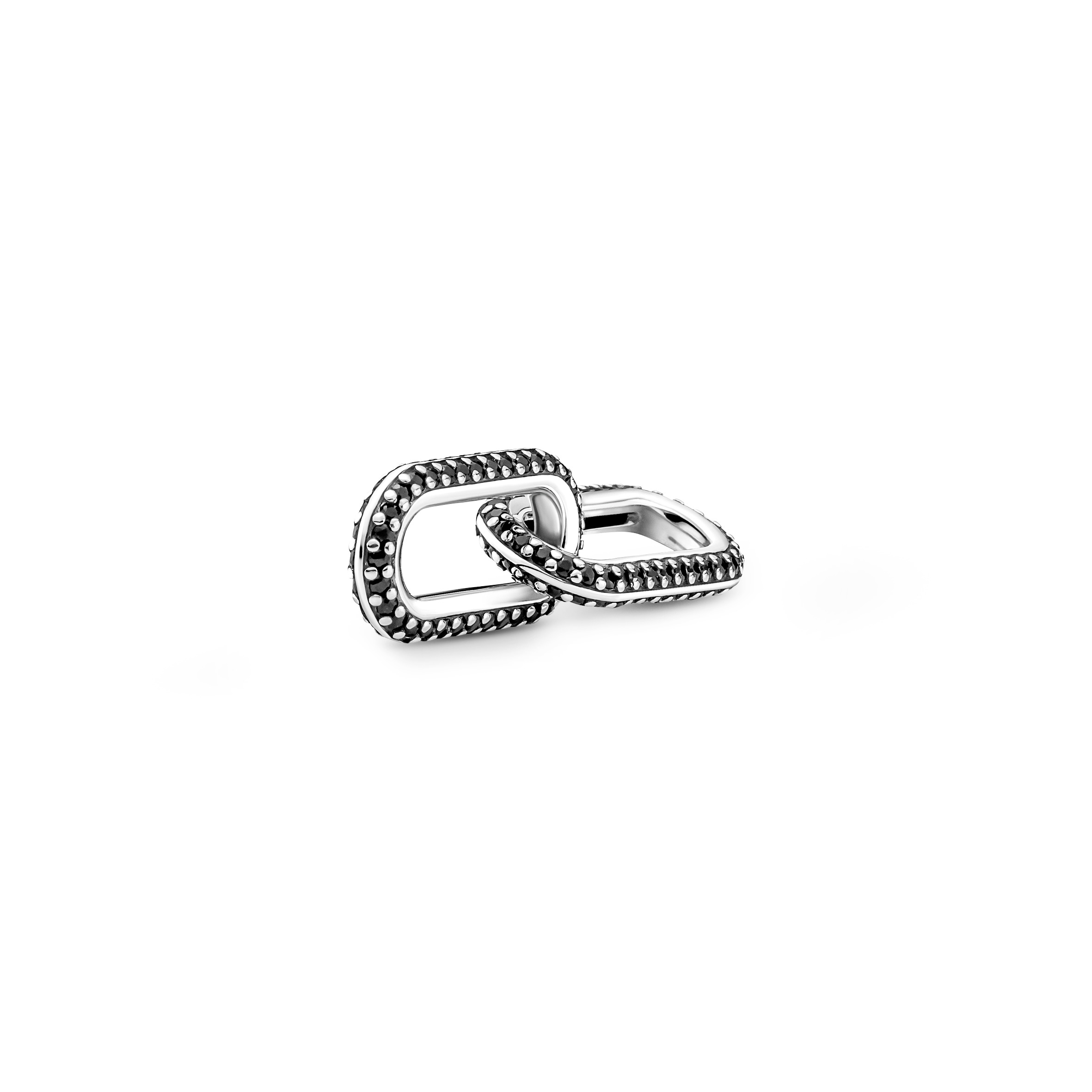 Sterling silver double link with black crystal /799660C03