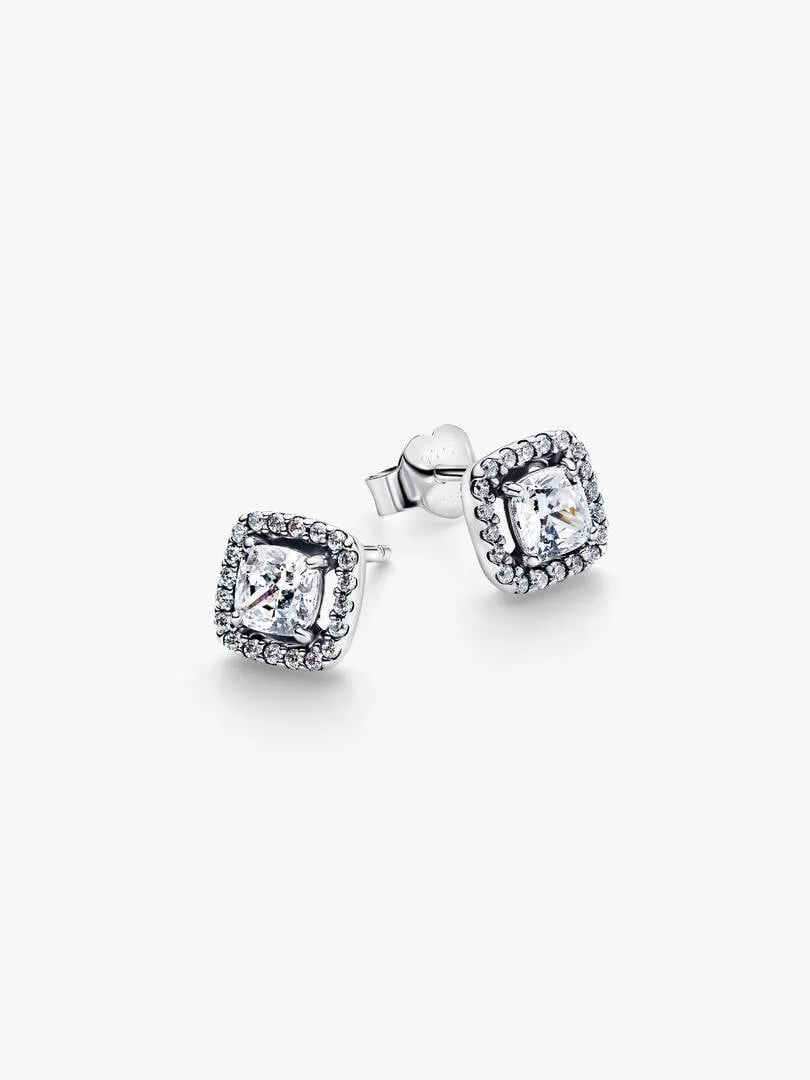 Sterling silver stud earrings with clear cubic zirconia/293551C02