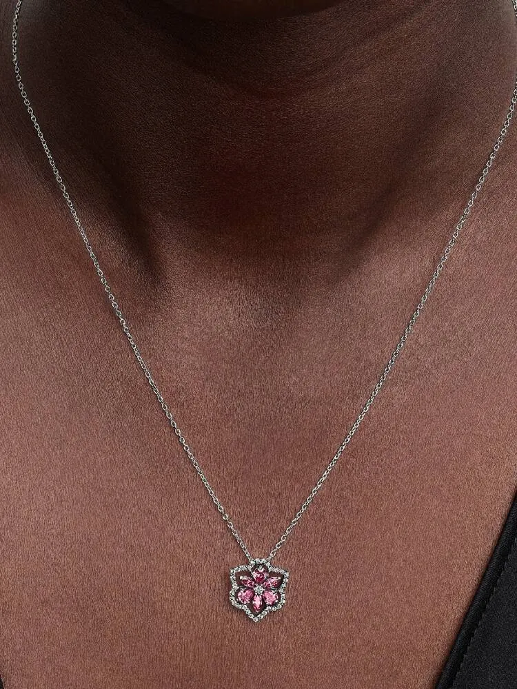 Herbarium cluster sterling silver collier with fan