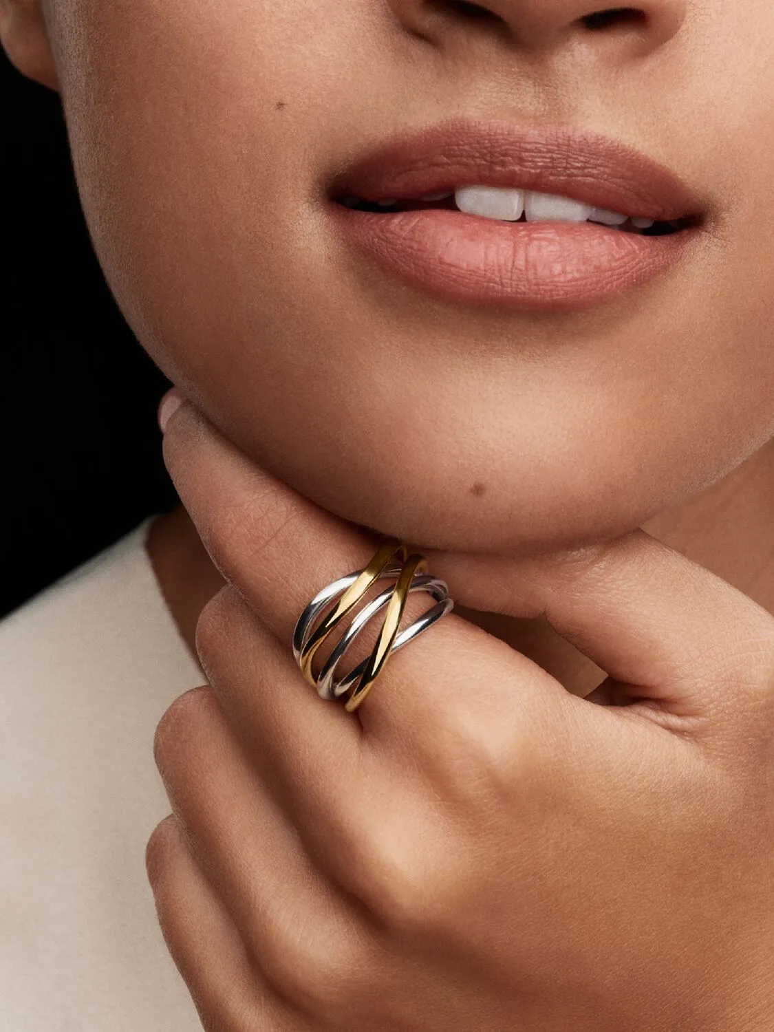Sterling silver and 14k gold-plated ring