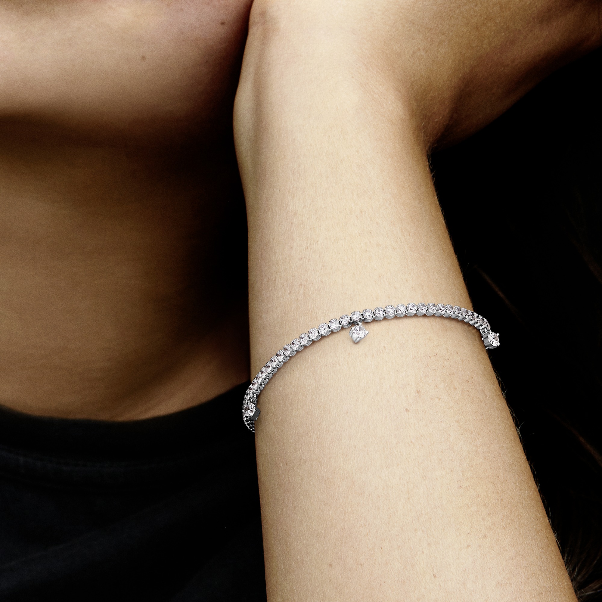 Sterling silver bracelet with clear cubic zirconia