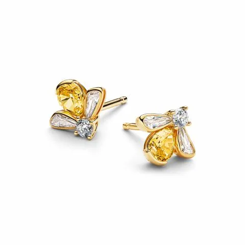 Bee 14k gold-plated stud earrings with vibrant yellow and clear cubic zirconia/ 264559C01