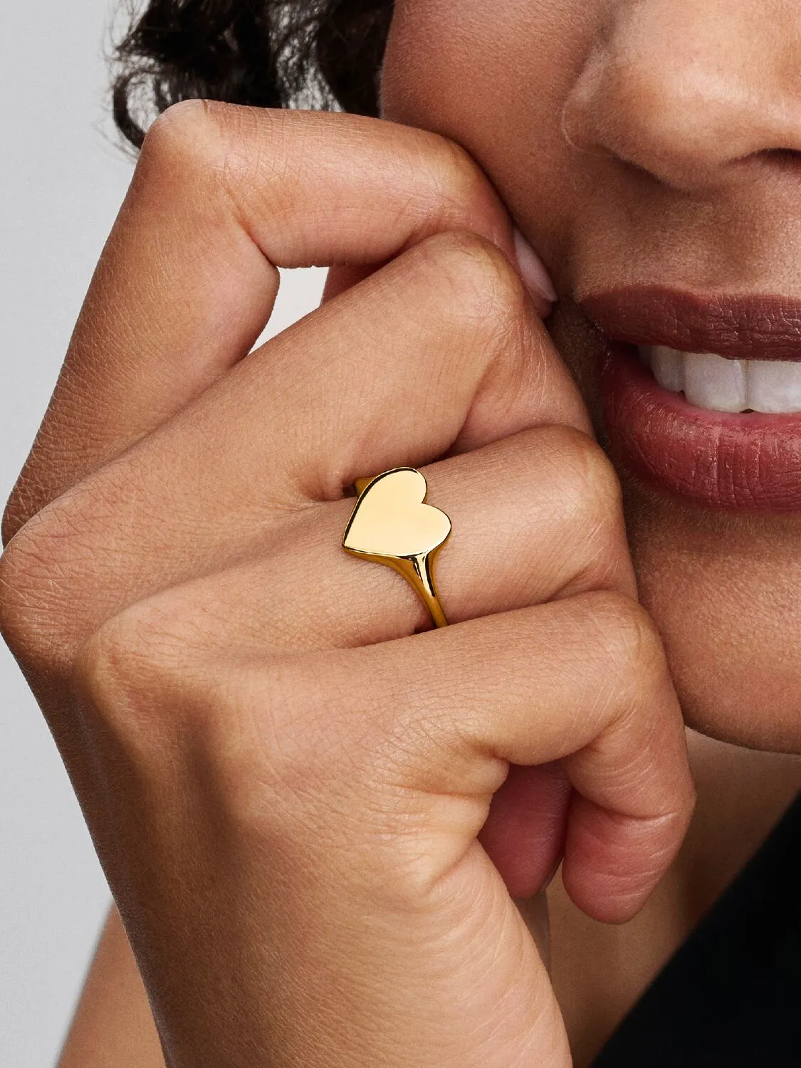 Engravable heart 14k gold-plated ring