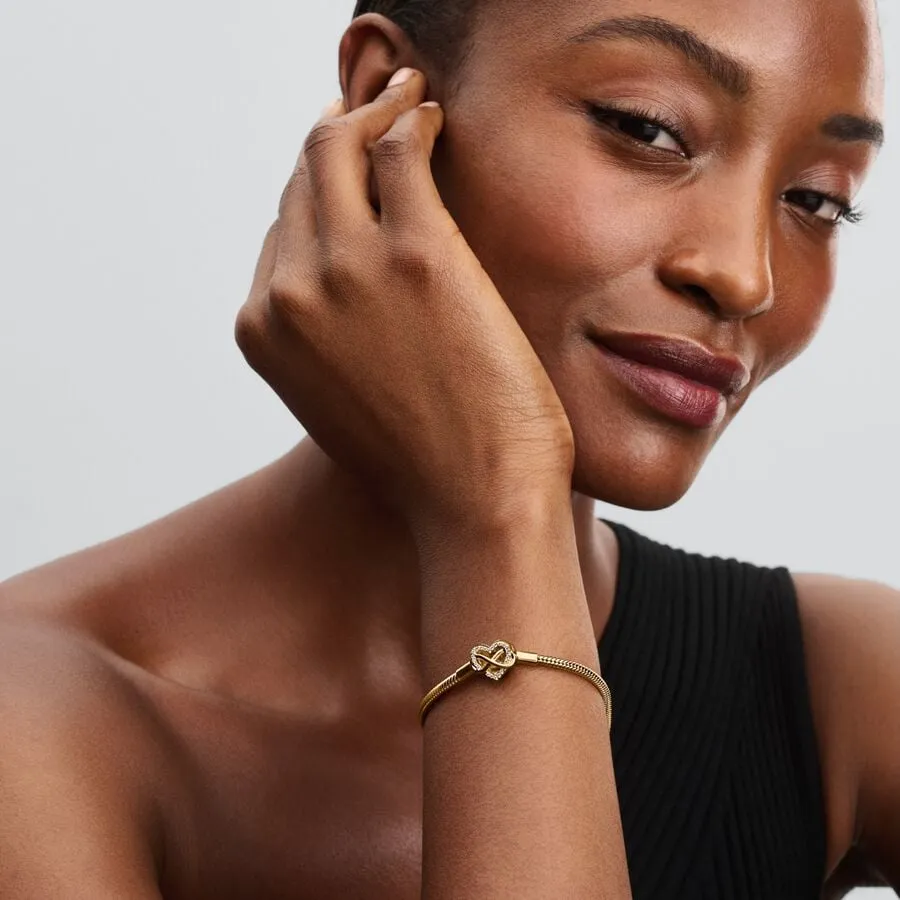 Snake chain 14k gold-plated bracelet with clear cu