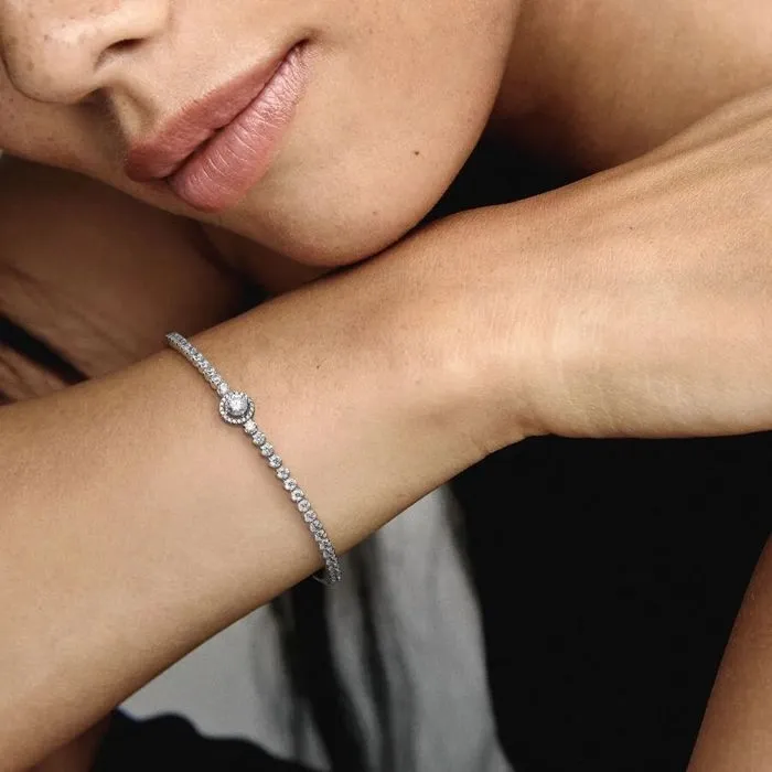 Sterling silver bracelet with clear cubic zirconia