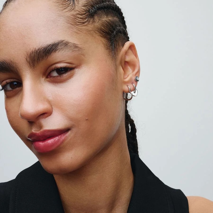 Heart sterling silver hoop earrings/ 293460C00