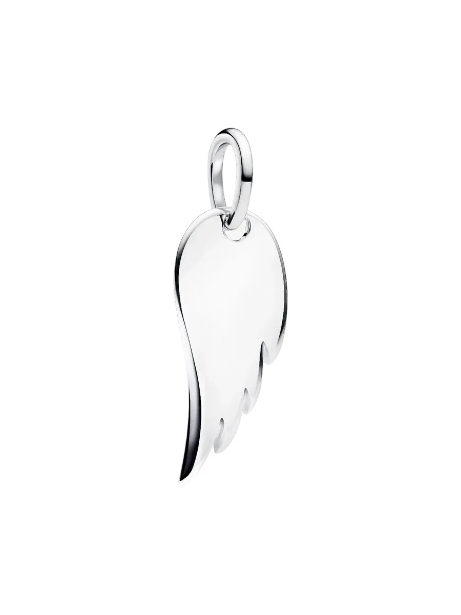 Engravable angel wing sterling silver pendant