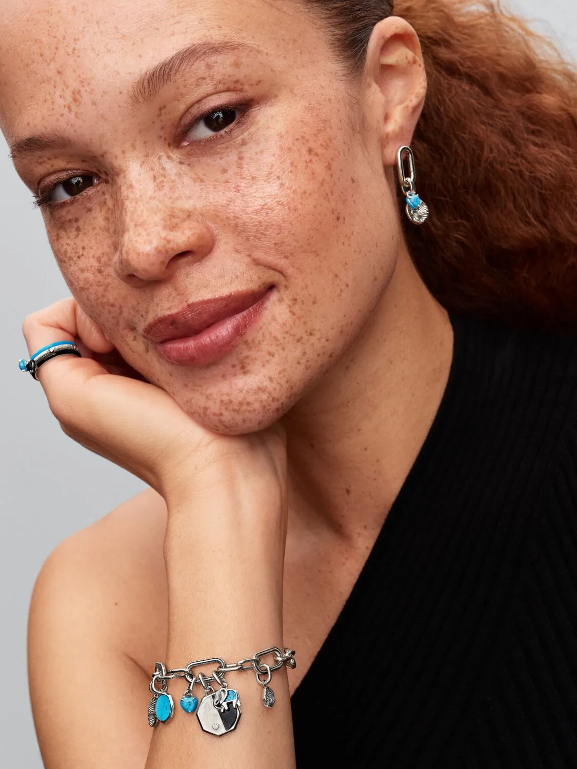 Sterling silver openable link stud earring/ 293856C00