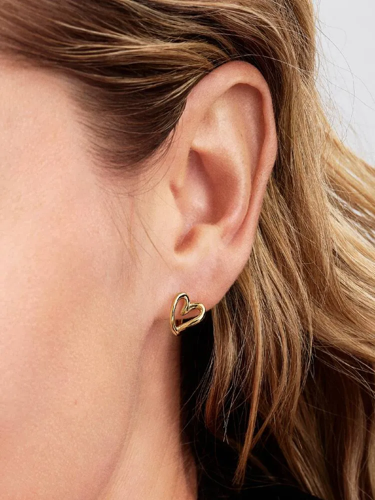 Heart 14k gold-plated hoop earrings