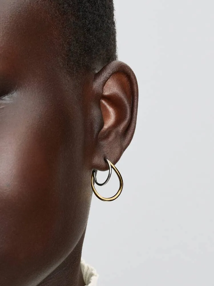 Sterling silver and 14k gold-plated hoop earrings