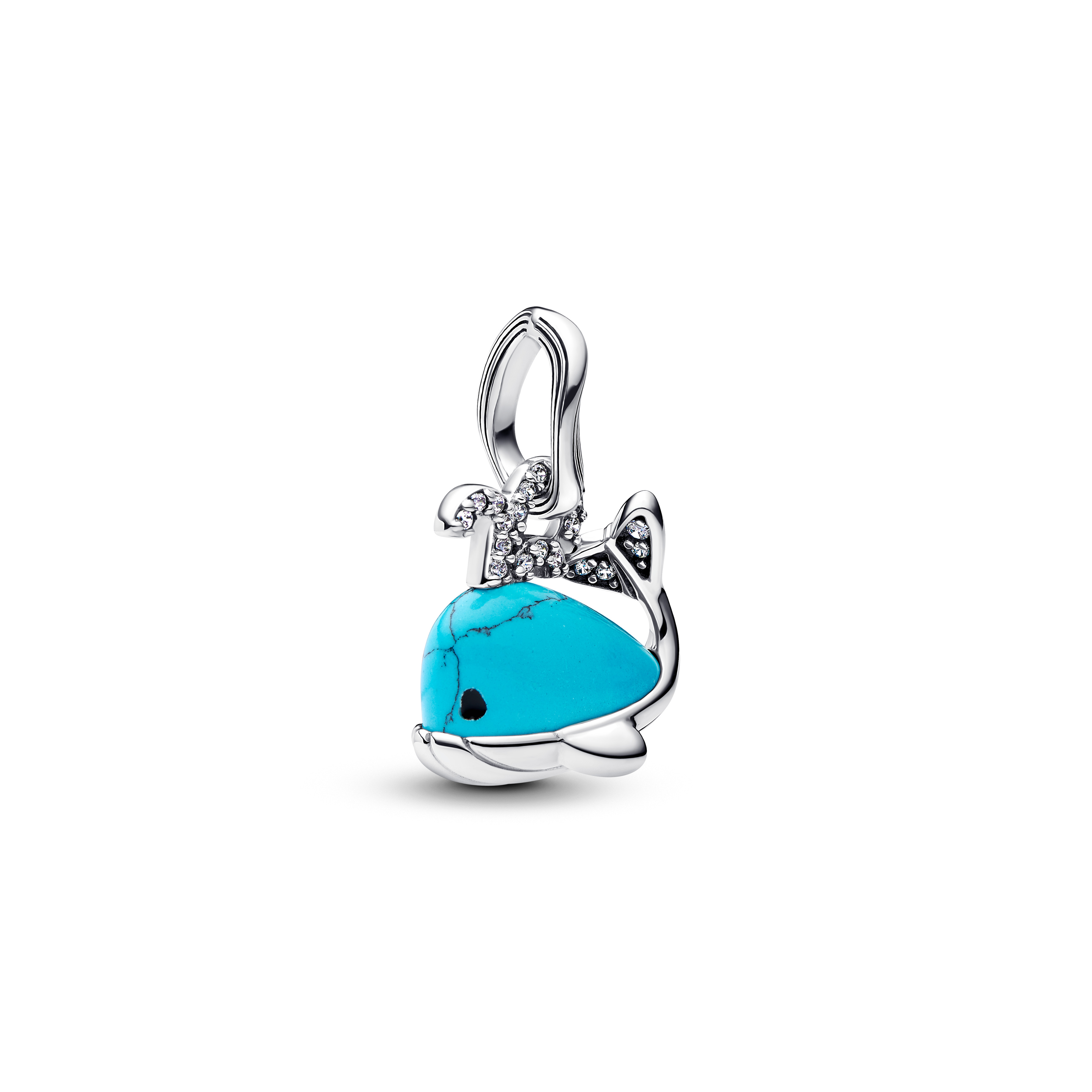 Whale sterling silver dangle with clear cubic zirc