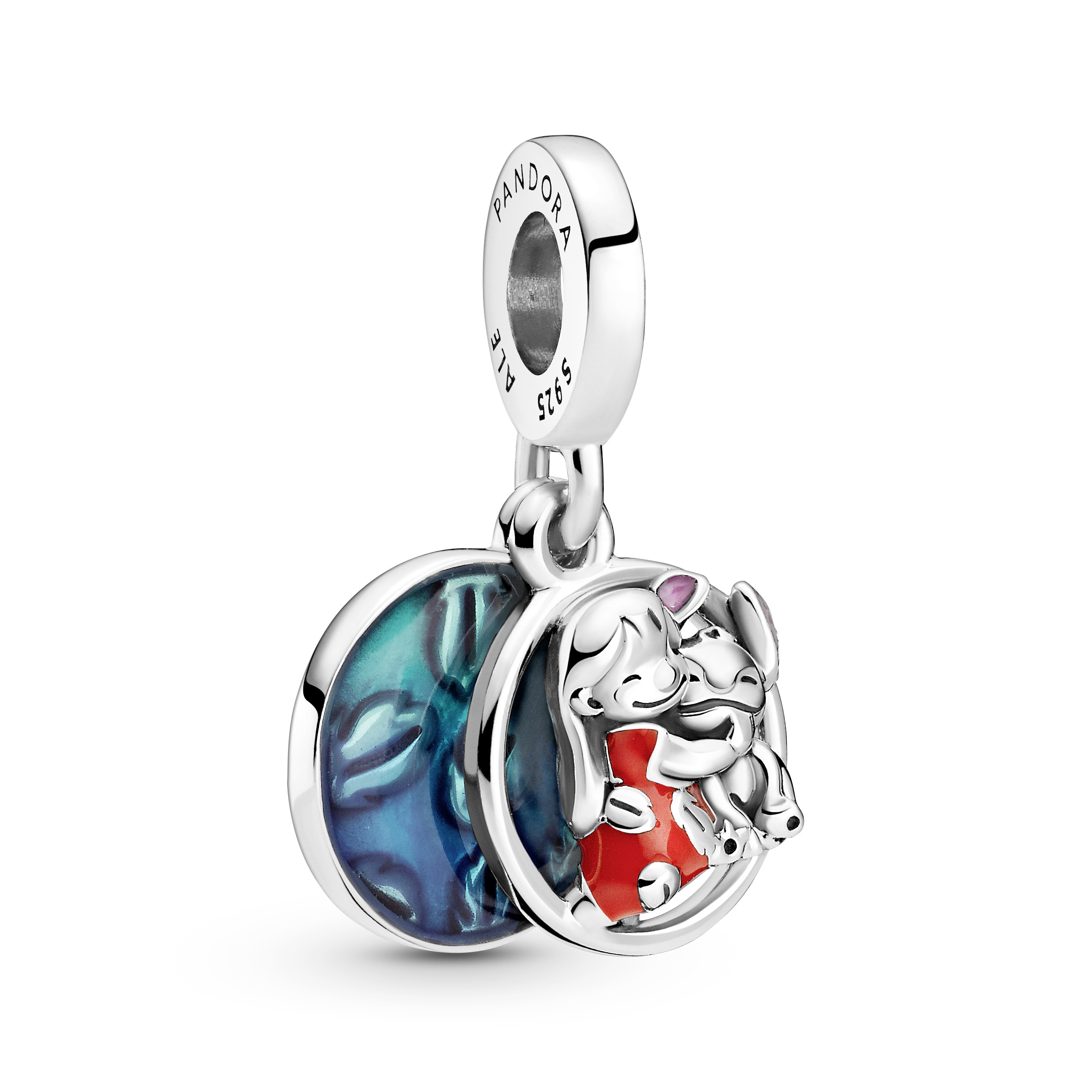 Disney Lilo and Stitch sterling silver danglewith red, purple andtransparent blueenamel /799383C01