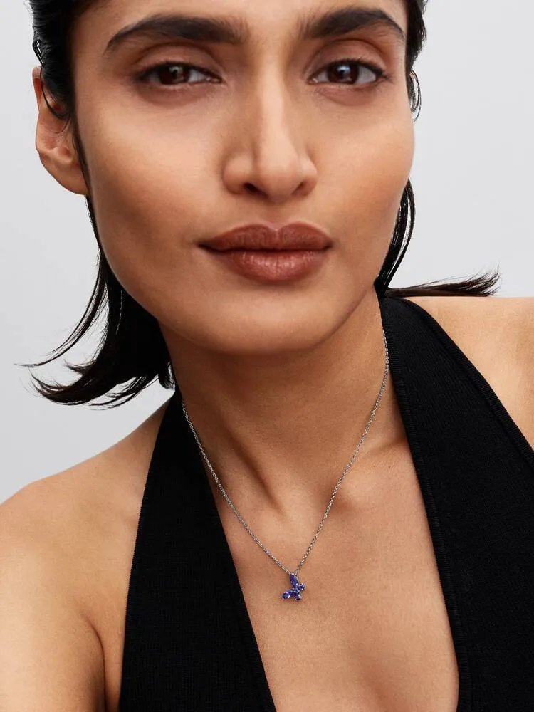 Butterfly sterling silver collier with cornflower blue crystal and clear cubic zirconia/394232C01-45