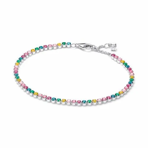 Sterling silver tennis bracelet with yellow, blue,