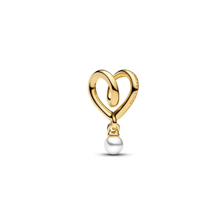 Wrapped heart 14k gold-plated charm with white lac
