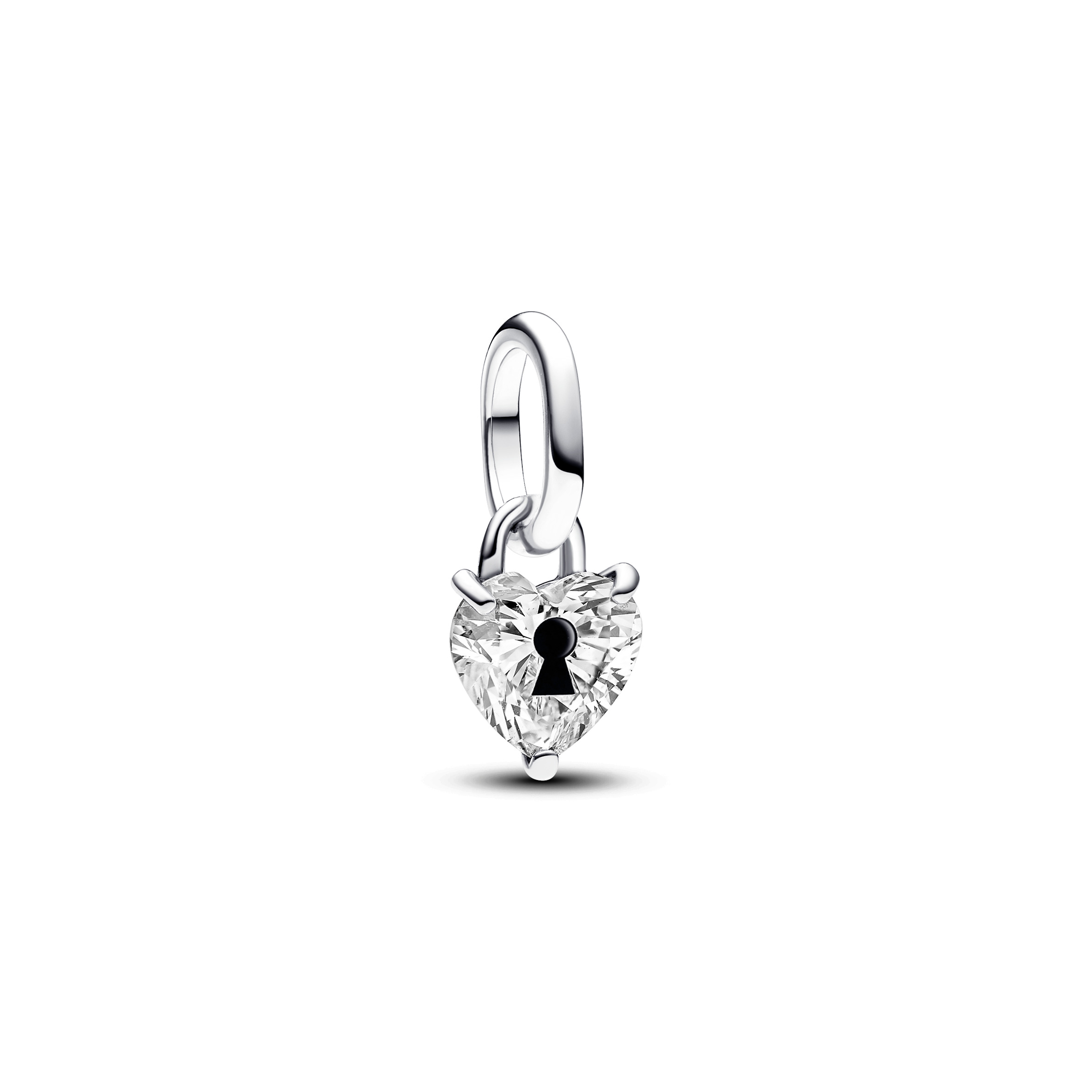 Keyhole heart sterling silver mini dangle with cle