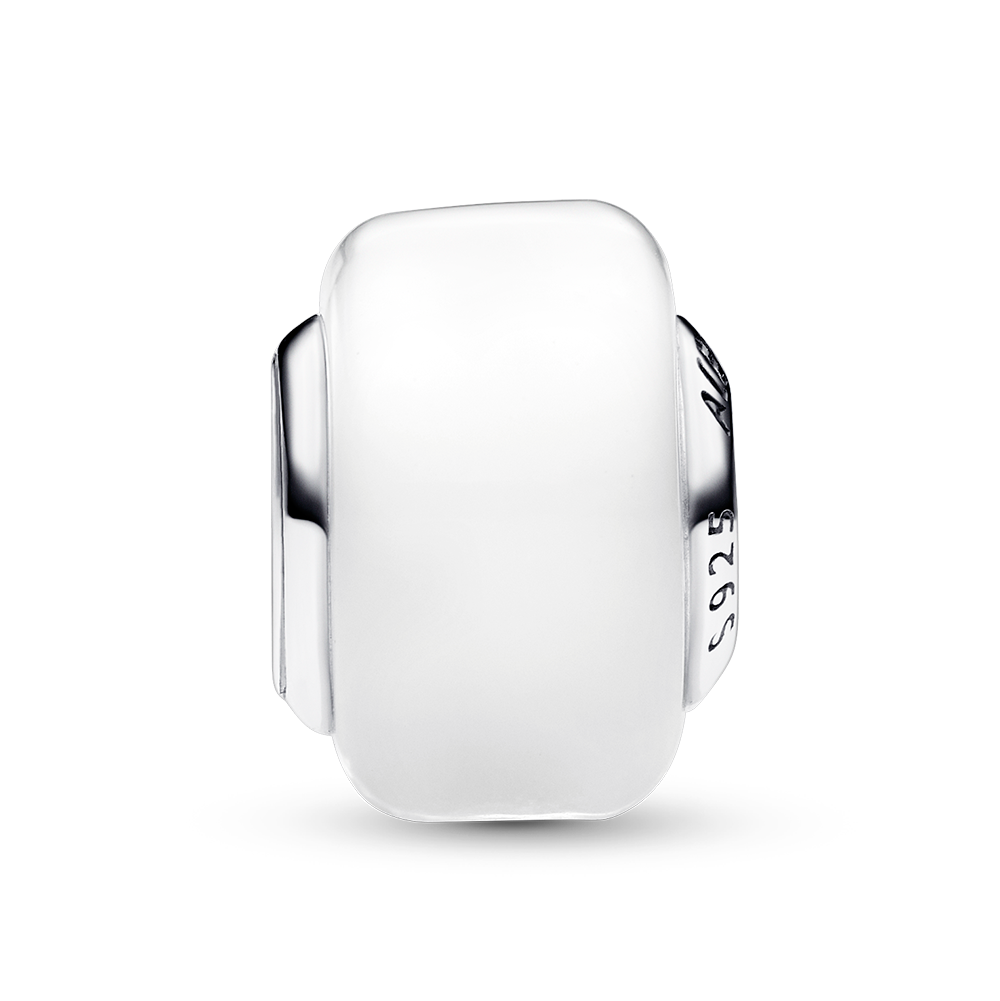 Sterling silver charm with white Murano glass