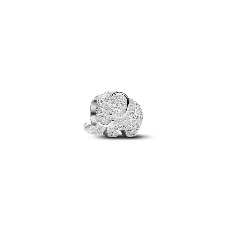 Textured elephant sterling silver mini charm