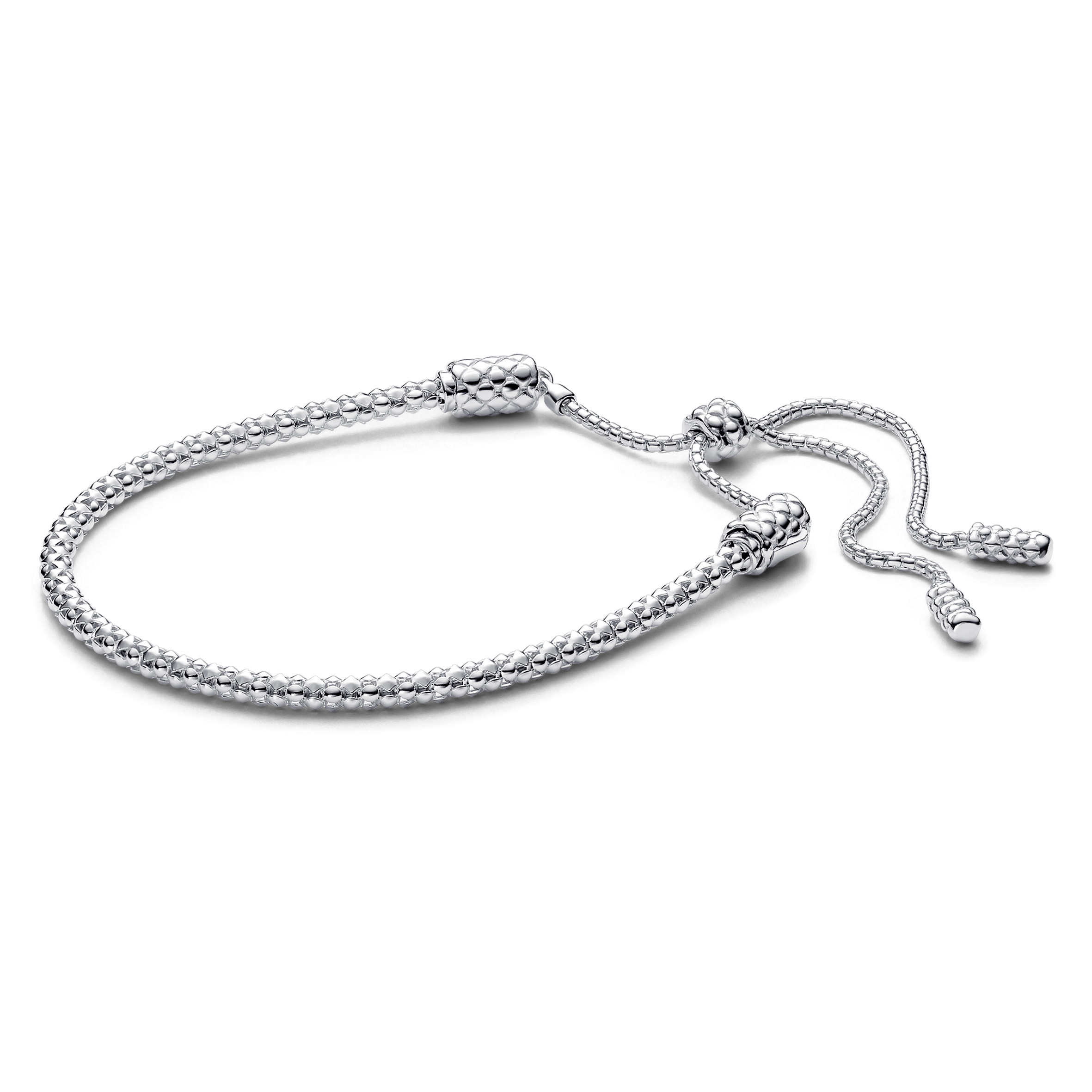 Studded chain sterling silver sliding bracelet