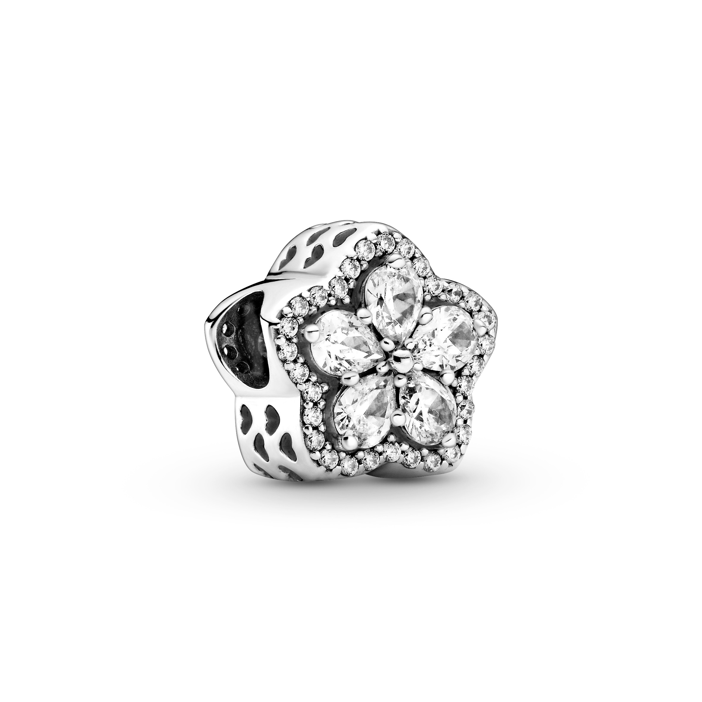Snowflake sterling silver charm with clear cubic z
