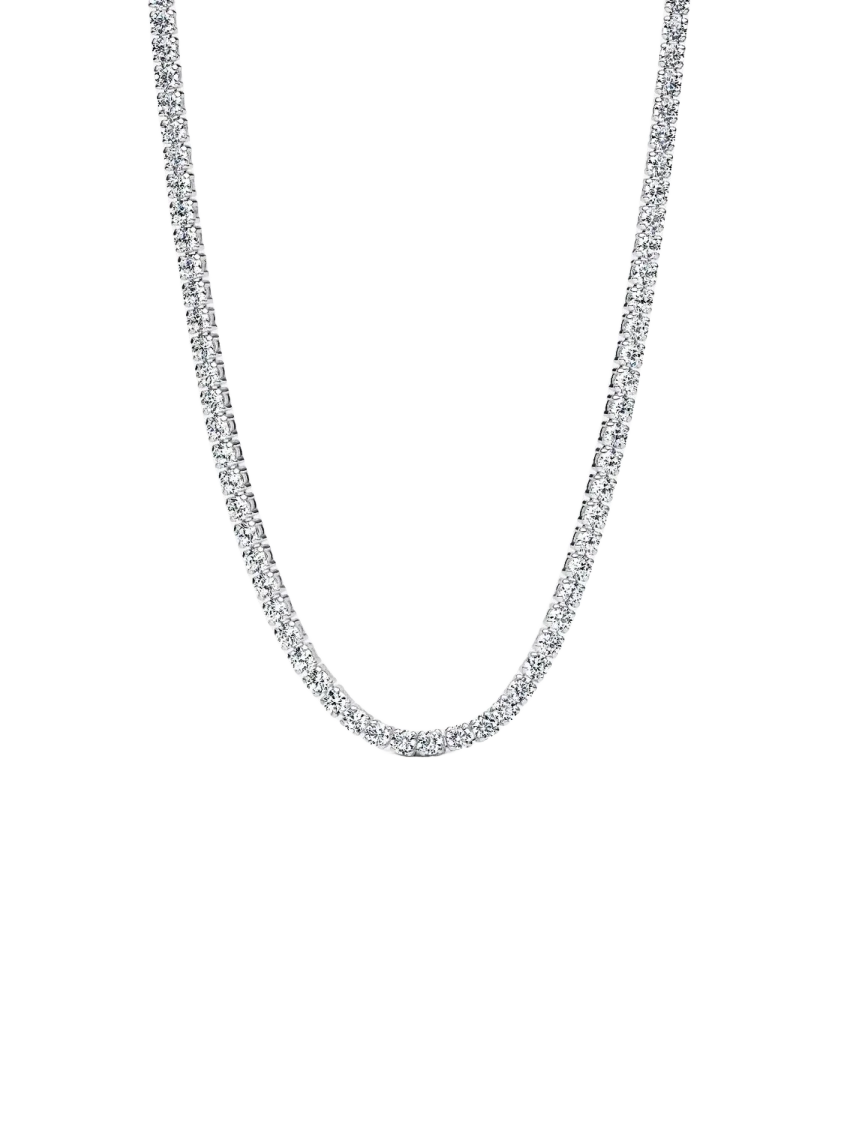 Sterling silver choker with clear cubic zirconia a