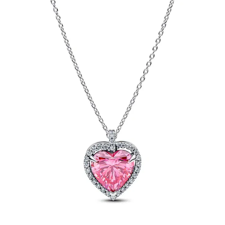 Heart sterling silver collier with fancy pink and 