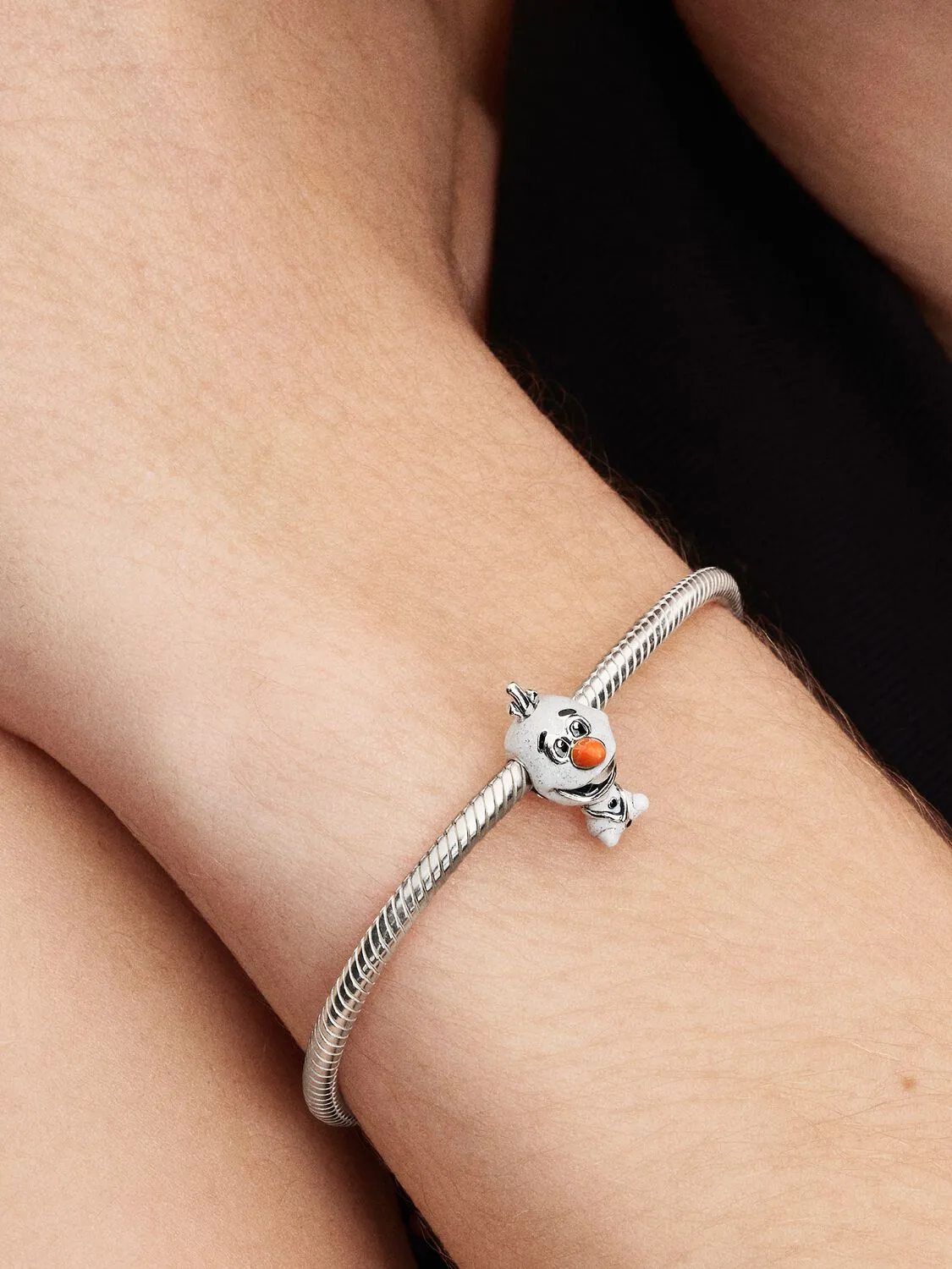 Disney Olaf sterling silver charm with orange, bla