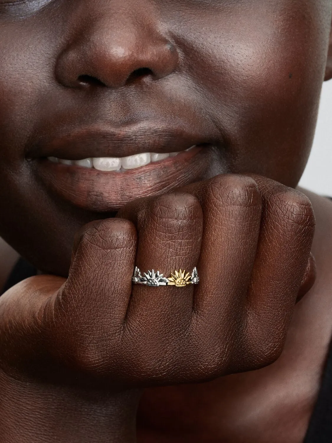 Sunflower sterling silver and 14k gold-plated ring