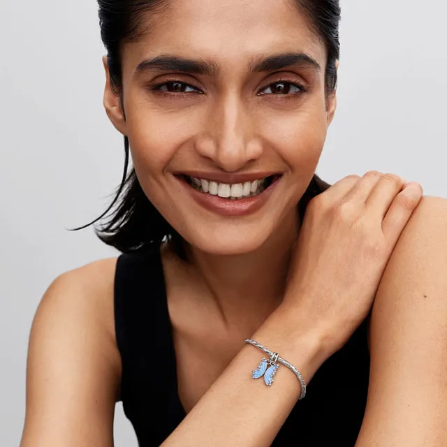 Butterfly sterling silver splittable dangle with c