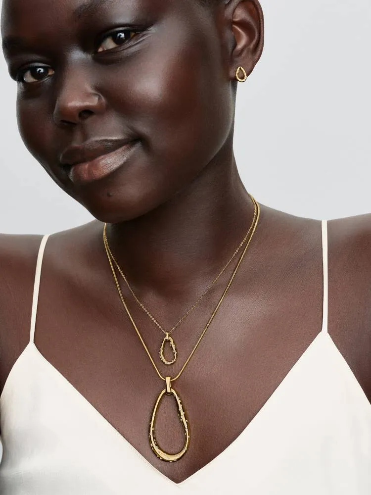 14k gold-plated collier with clear cubic zirconia/ 364666C01-45