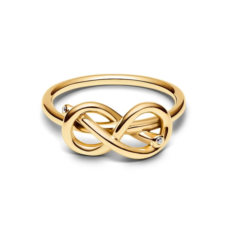 Infinity knot 14k gold-plated ring with clear cubic zirconia/ 163759C01-50