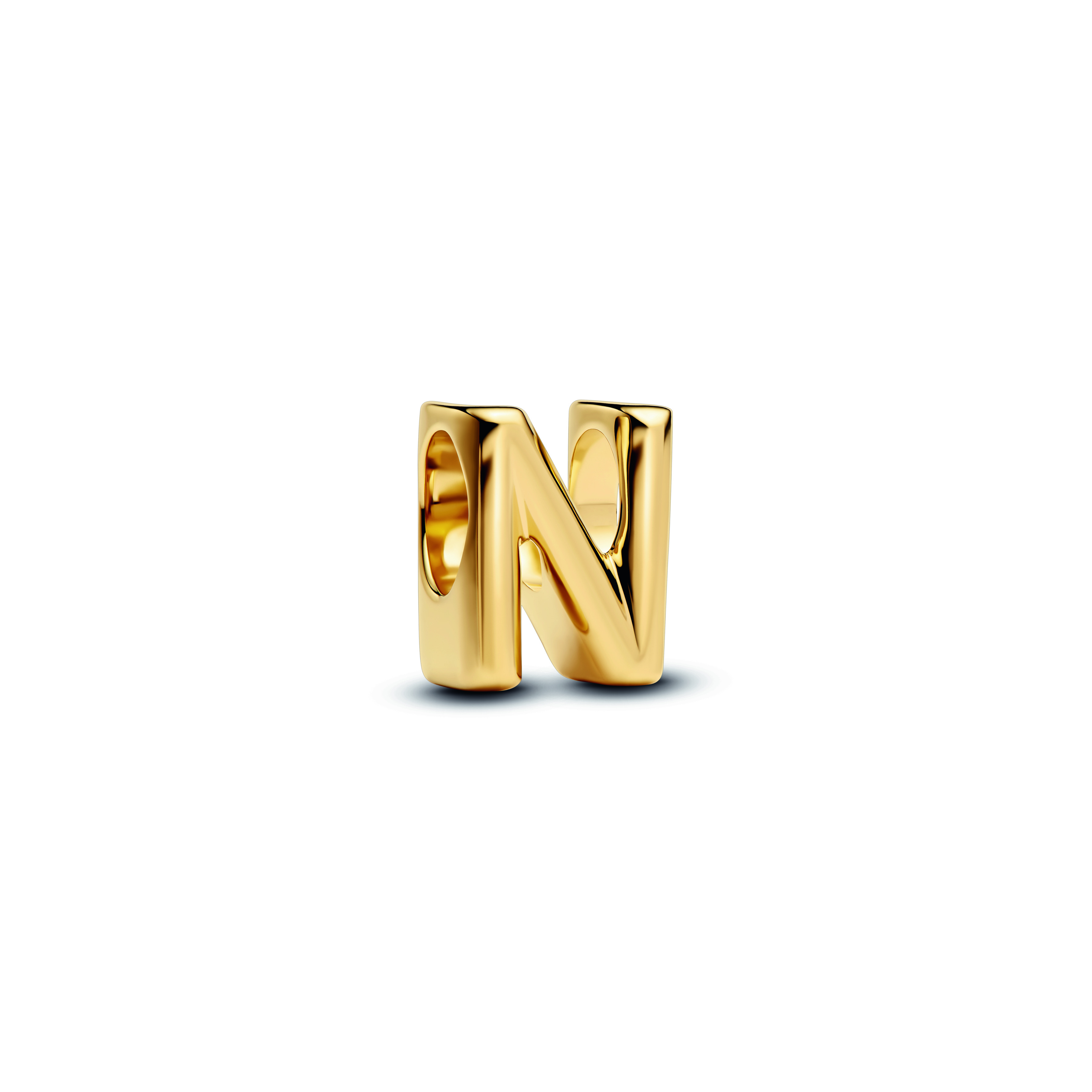 Letter N 14k gold-plated charm