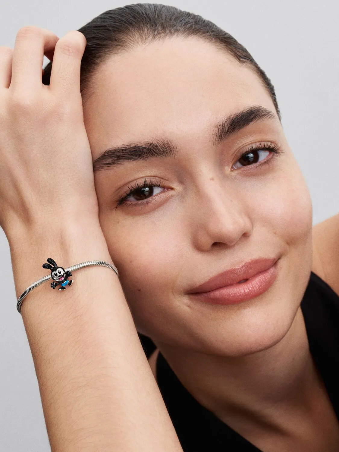 Disney Oswald sterling silver charm with red, blue and glittery black enamel / 794021C01