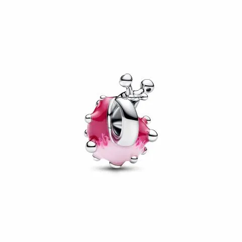 Snail sterling silver charm with light pink, clear cubic zirconia and shaded pink enamel / 794553C01