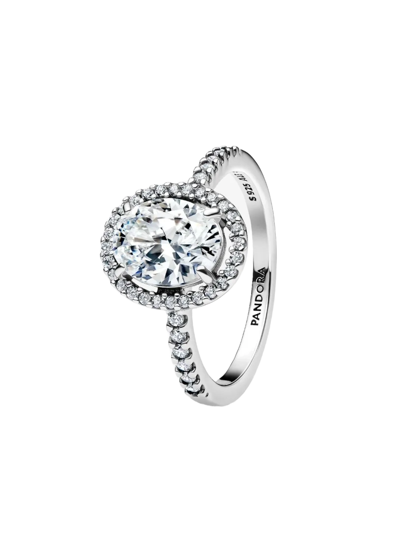 Sterling silver ring with clear cubic zirconia