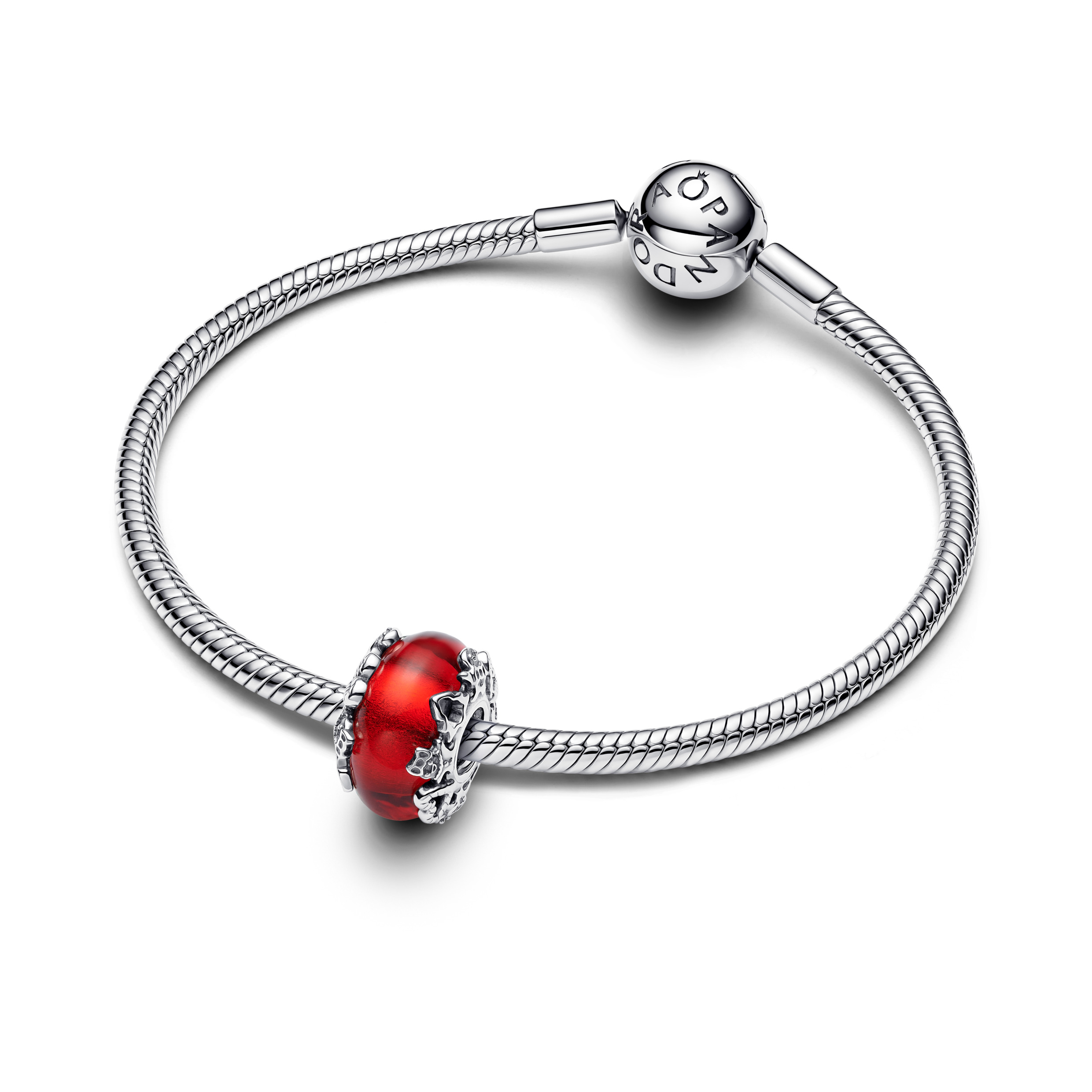 Christmas motives sterling silver charm with red Murano glass and golden foil/ 793597C00