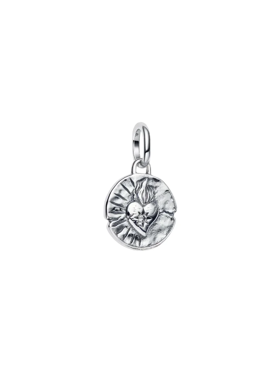Heart sterling silver medallion with clear cubic z
