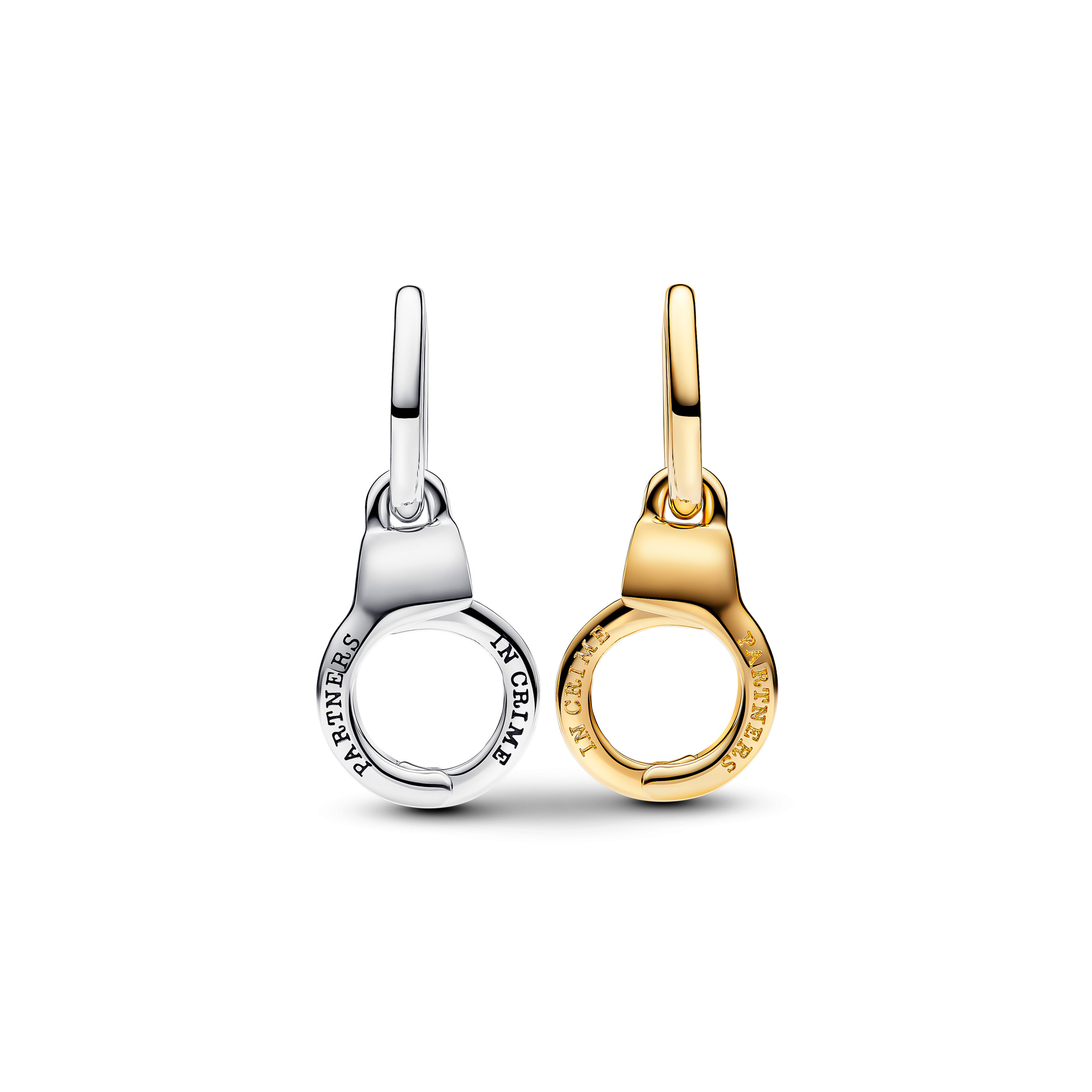 Handcuffs sterling silver and 14k gold-plated splittable dangle/ 763435C00